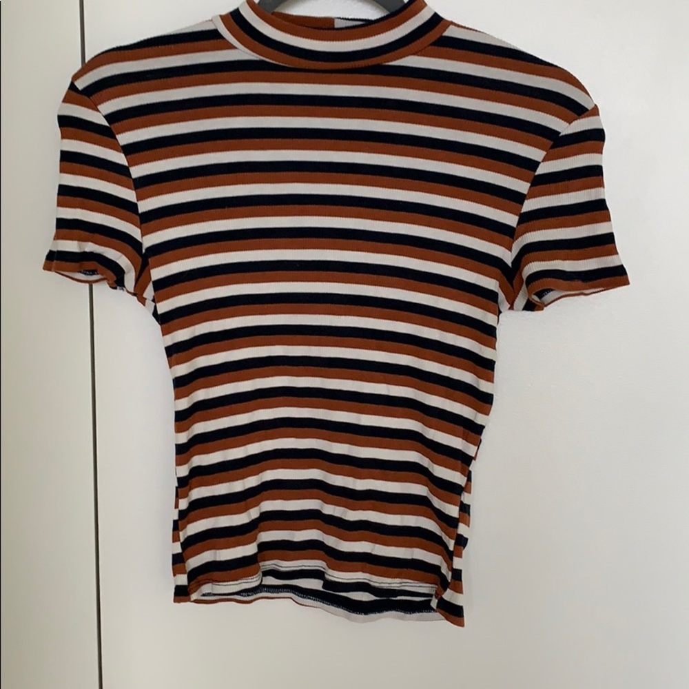 F21 striped mock neck top